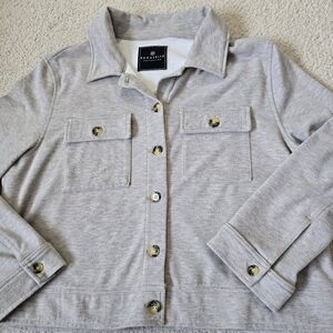 Bagatelle Collection Light Beige Collared Button Up Shacket Shirt Jacket Large